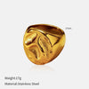 Wholesale Fashion Geometric Embossed Electroplated Titanium Steel Women's Ring