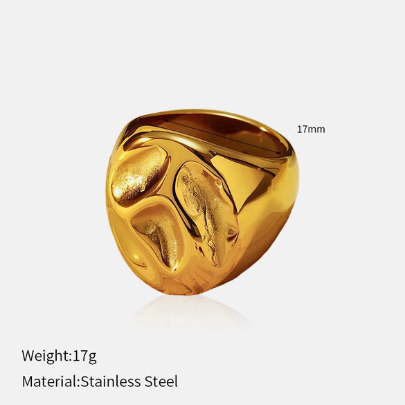 Wholesale Fashion Geometric Embossed Electroplated Titanium Steel Women's Ring