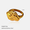 Wholesale Fashion Geometric Embossed Electroplated Titanium Steel Women's Ring