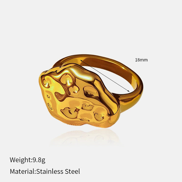 Wholesale Fashion Geometric Embossed Electroplated Titanium Steel Women's Ring