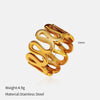 Wholesale Fashion Geometric Embossed Electroplated Titanium Steel Women's Ring