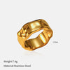 Wholesale Fashion Geometric Embossed Electroplated Titanium Steel Women's Ring