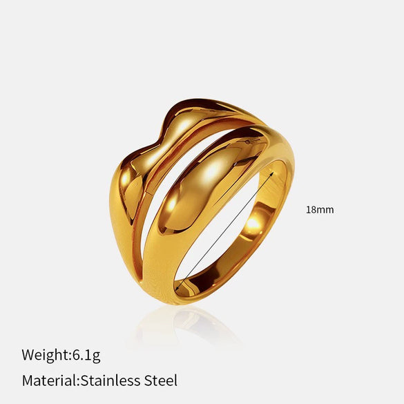 Wholesale Fashion Geometric Embossed Electroplated Titanium Steel Women's Ring