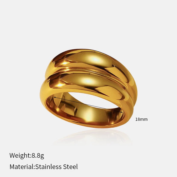 Wholesale Fashion Geometric Embossed Electroplated Titanium Steel Women's Ring