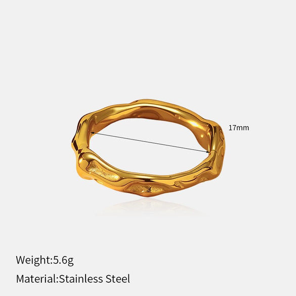 Wholesale Fashion Geometric Embossed Electroplated Titanium Steel Women's Ring