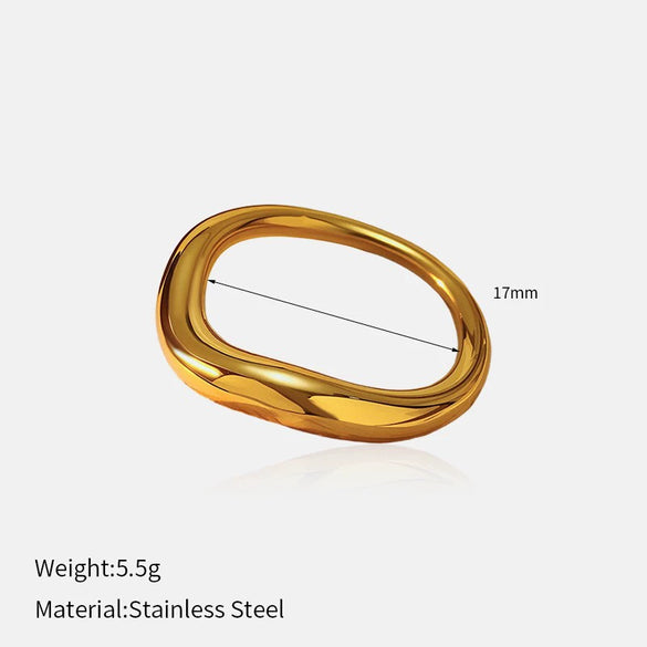 Wholesale Fashion Geometric Embossed Electroplated Titanium Steel Women's Ring
