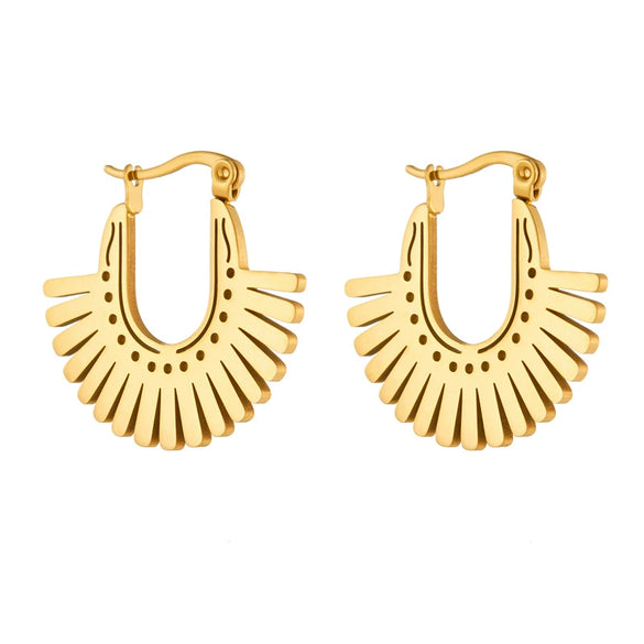 Wholesale Fashion Geometric Fanshaped Stainless Steel Goldplated Women's Earrings