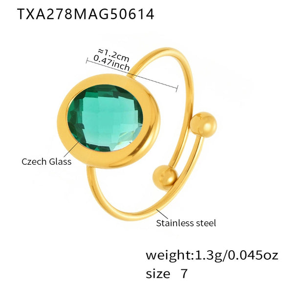 Wholesale Fashion Geometric Fiberglass And 316L Stainless Steel Bead Ring With Electroplating Luxury Jewelry For Women