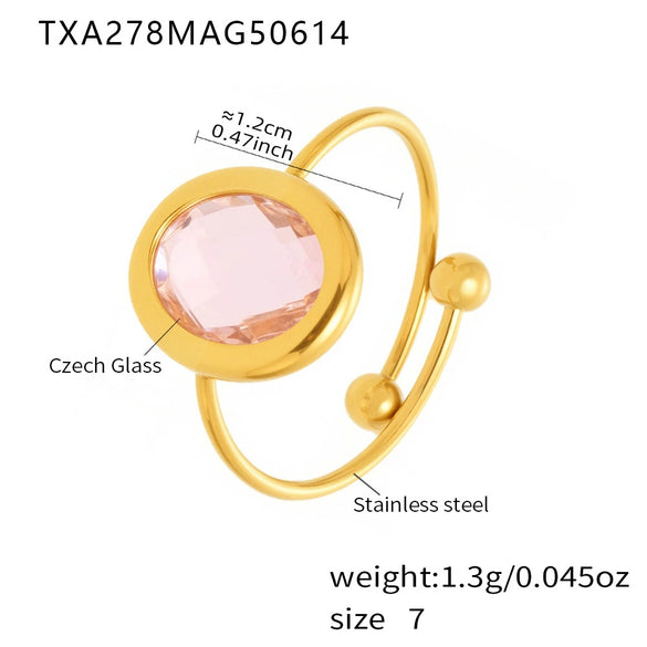 Wholesale Fashion Geometric Fiberglass And 316L Stainless Steel Bead Ring With Electroplating Luxury Jewelry For Women