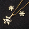 Wholesale Fashion Geometric Flying Deer Snowflake Feather Hollow Skull Stainless Steel Earrings Necklace With Electroplating For Women