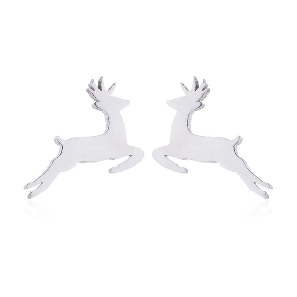 Wholesale Fashion Geometric Flying Deer Snowflake Feather Hollow Skull Stainless Steel Earrings Necklace With Electroplating For Women