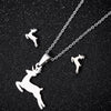 Wholesale Fashion Geometric Flying Deer Snowflake Feather Hollow Skull Stainless Steel Earrings Necklace With Electroplating For Women