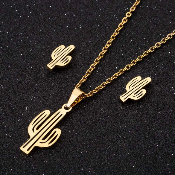 Wholesale Fashion Geometric Flying Deer Snowflake Feather Hollow Skull Stainless Steel Earrings Necklace With Electroplating For Women