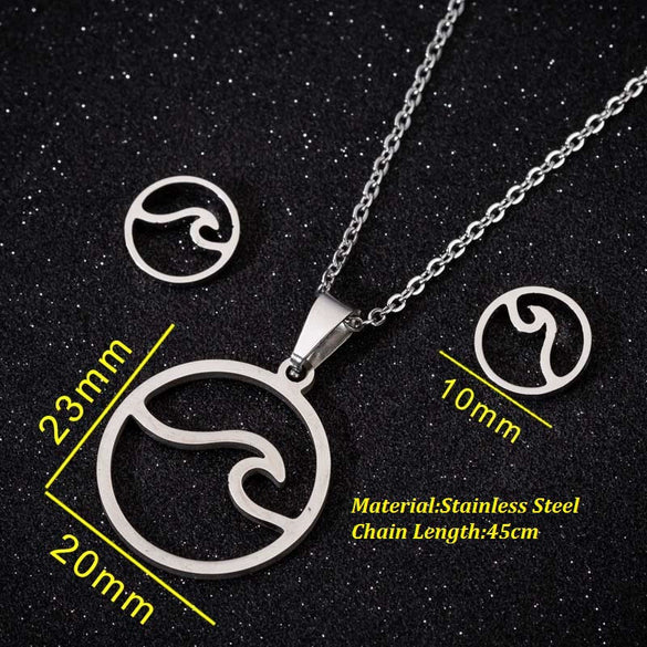Wholesale Fashion Geometric Flying Deer Snowflake Feather Hollow Skull Stainless Steel Earrings Necklace With Electroplating For Women