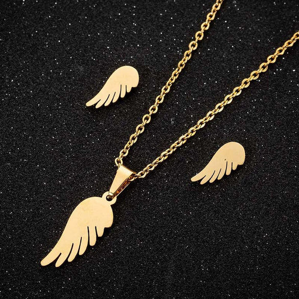Wholesale Fashion Geometric Flying Deer Snowflake Feather Hollow Skull Stainless Steel Earrings Necklace With Electroplating For Women