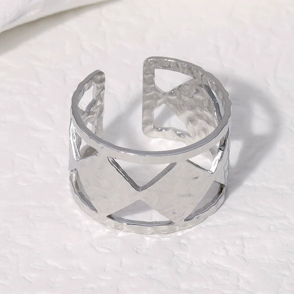 Wholesale Fashion Geometric Goldplated Stainless Steel Wide Ring For Women
