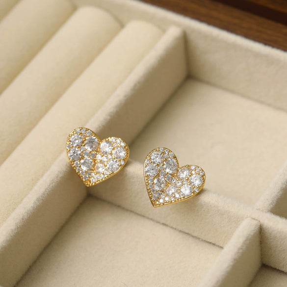Wholesale Fashion Geometric Heart Shape Copper Electroplated Earrings For Women
