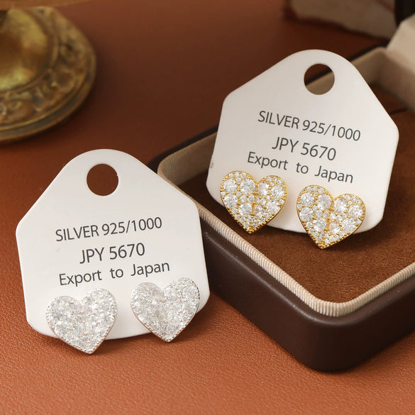 Wholesale Fashion Geometric Heart Shape Copper Electroplated Earrings For Women