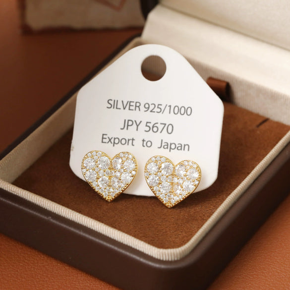 Wholesale Fashion Geometric Heart Shape Copper Electroplated Earrings For Women