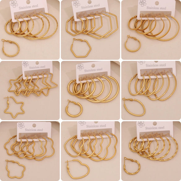 Wholesale Fashion Geometric Hexagonal Stainless Steel Earrings With Electroplating