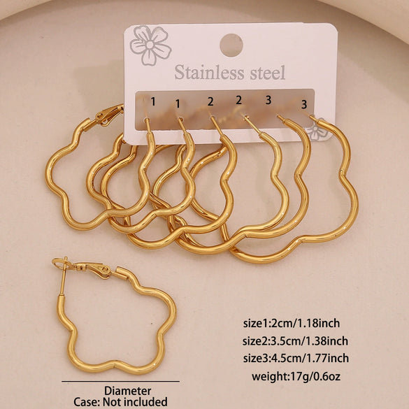 Wholesale Fashion Geometric Hexagonal Stainless Steel Earrings With Electroplating
