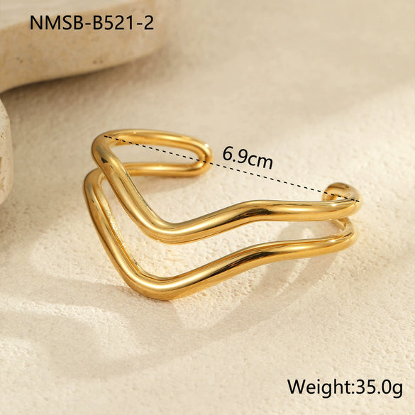 Wholesale Fashion Geometric Lines Color Matching Titanium Steel And Stainless Steel Electroplated Women's Bracelet