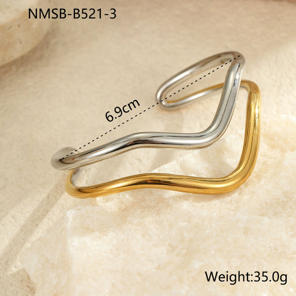 Wholesale Fashion Geometric Lines Color Matching Titanium Steel And Stainless Steel Electroplated Women's Bracelet