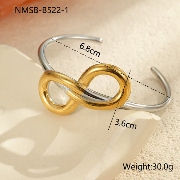 Wholesale Fashion Geometric Lines Color Matching Titanium Steel And Stainless Steel Electroplated Women's Bracelet
