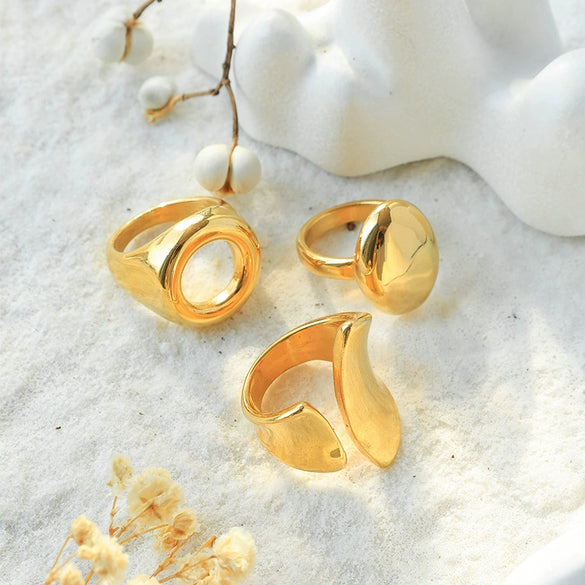 Wholesale Fashion Geometric Oshaped Casting Stainless Steel Ring For Women