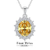 Wholesale Fashion Geometric Pigeon Egg Shaped Yellow Diamond 925 Sterling Silver Necklace With Floral Cut Zircon Pendant