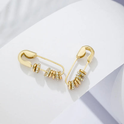 Wholesale Fashion Geometric Pin-shaped Circle Diamond Earrings Gooddiy