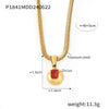 Wholesale Fashion Geometric Round Titanium Steel Pendant Necklace Inlaid With Zircon Plated 18K Real Gold For Women