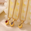 Wholesale Fashion Geometric Round Titanium Steel Pendant Necklace Inlaid With Zircon Plated 18K Real Gold For Women