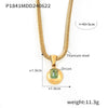 Wholesale Fashion Geometric Round Titanium Steel Pendant Necklace Inlaid With Zircon Plated 18K Real Gold For Women