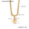 Wholesale Fashion Geometric Round Titanium Steel Pendant Necklace Inlaid With Zircon Plated 18K Real Gold For Women