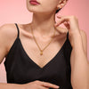 Wholesale Fashion Geometric Round Titanium Steel Pendant Necklace Inlaid With Zircon Plated 18K Real Gold For Women