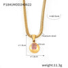 Wholesale Fashion Geometric Round Titanium Steel Pendant Necklace Inlaid With Zircon Plated 18K Real Gold For Women