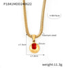Wholesale Fashion Geometric Round Titanium Steel Pendant Necklace Inlaid With Zircon Plated 18K Real Gold For Women