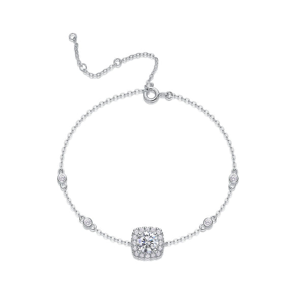 Wholesale Fashion Geometric S925 Silver Moissanite Inlay Fiveflower Bracelet For Women