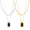Wholesale Fashion Geometric Square Acrylic And 316L Stainless Steel Double Stacked Pendant Necklace With Electroplating For Women