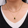 Wholesale Fashion Geometric Square Acrylic And 316L Stainless Steel Double Stacked Pendant Necklace With Electroplating For Women