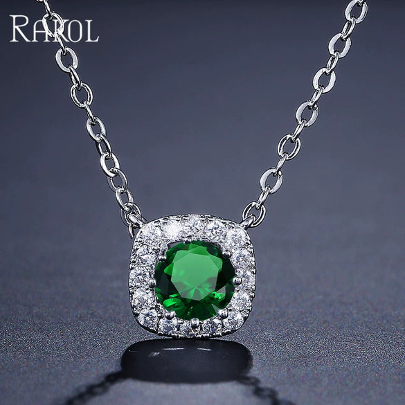 Wholesale Fashion Geometric Square Necklace Inlaid Aaa Zircon Full Diamond Allmatch Pendant For Women