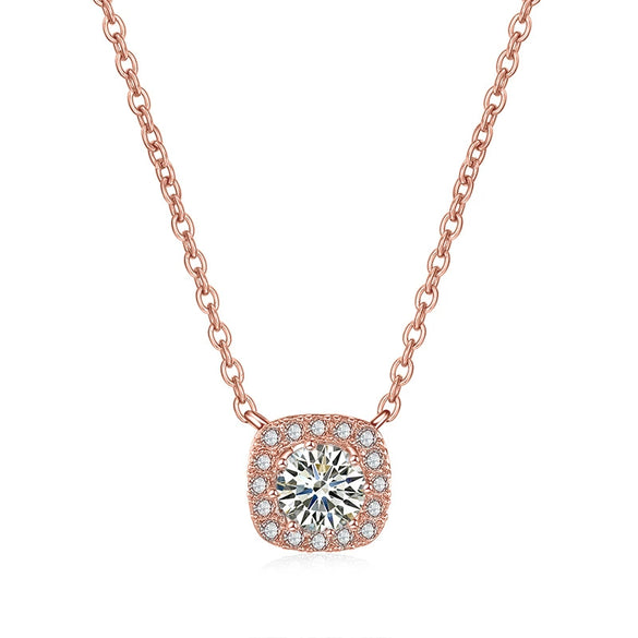 Wholesale Fashion Geometric Square Necklace Inlaid Aaa Zircon Full Diamond Allmatch Pendant For Women