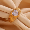 Wholesale Fashion Geometric Stainless Steel Bracelet With Casting Love Light Wave Zircon And 18K Gold Plated For Women