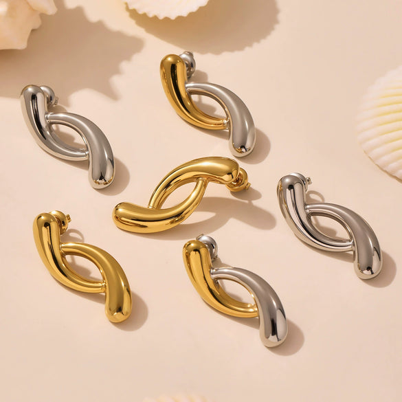 Wholesale Fashion Geometric 316L Stainless Steel Earrings With Electroplating Processing