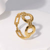 Wholesale Fashion Geometric Stainless Steel Electroplated Adjustable Open Ring For Women