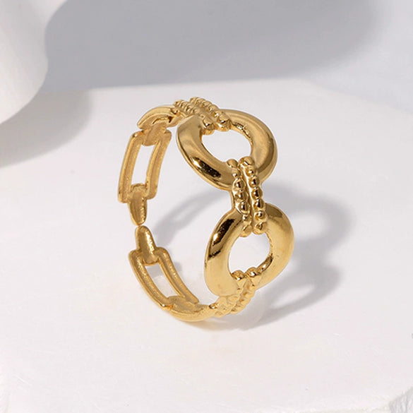 Wholesale Fashion Geometric Stainless Steel Electroplated Adjustable Open Ring For Women