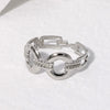 Wholesale Fashion Geometric Stainless Steel Electroplated Adjustable Open Ring For Women