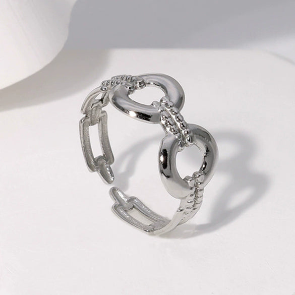 Wholesale Fashion Geometric Stainless Steel Electroplated Adjustable Open Ring For Women