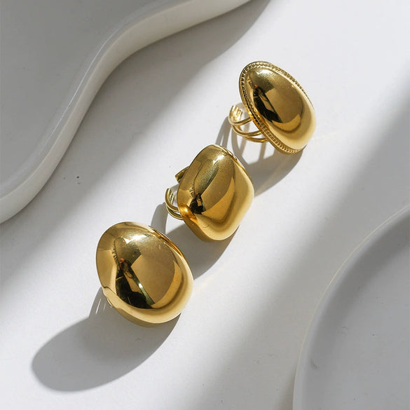 Wholesale Fashion Geometric Stainless Steel Gold Plated Opening Ring Jewelry For Women
